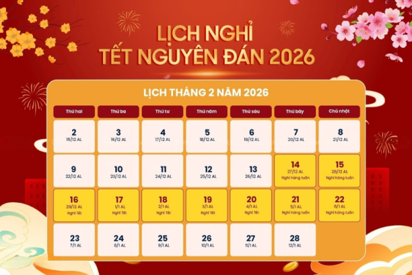 Lịch nghỉ Tết âm lịch 2026